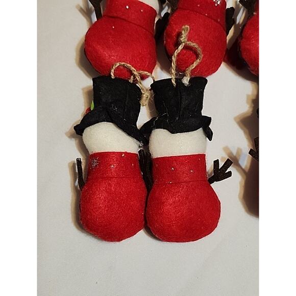 Set of 6 Red Buffalo Check Felt Snowman Ornaments with Top Hats 5.5" - Picture 9 of 10
